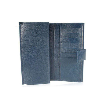 Gucci wallet Women's leather large check book style Navy 231843