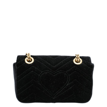 Gucci Black Velvet GG Marmont Mini Bag