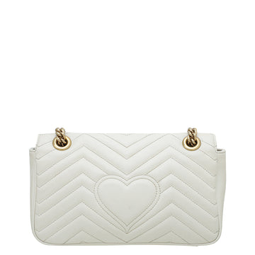Gucci White GG Marmont Small Flap Bag