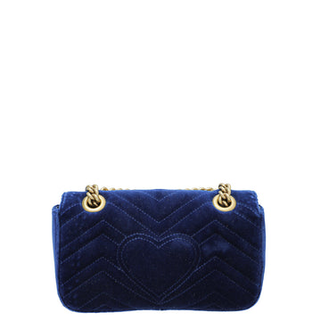 Gucci Blue GG Velvet Marmont Mini Shoulder Bag