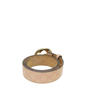 Gucci Pink Guccissima Interlocking G Buckle Belt 36