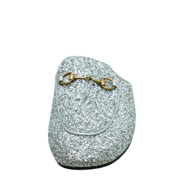 Gucci Silver Glitter Princetown Mules 39.5