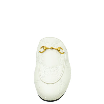 Gucci White GG Jumbo Embossed Princetown Mules 36.5