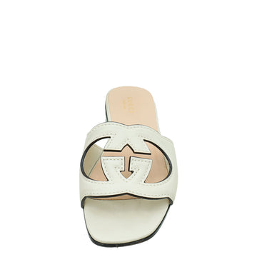 Gucci Off White Interlocking G Cut Out Slide Sandal 35