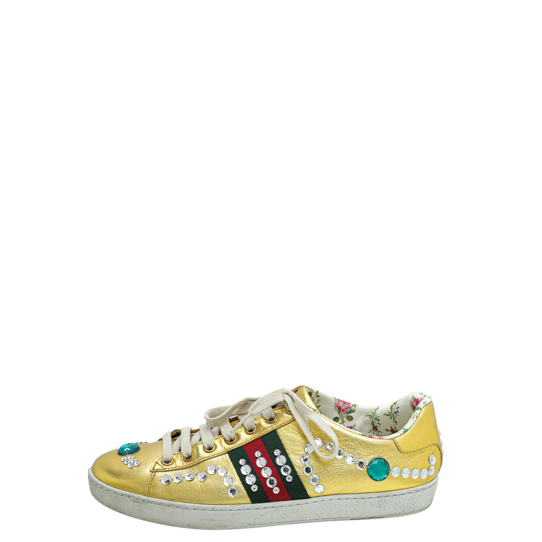 Gucci Gold Baskets Ace Strass Sneaker 39