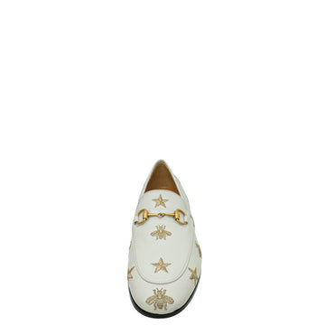 Gucci Mystic White Bee Star Embroidered Jordaan Horsebit Loafer 36.5