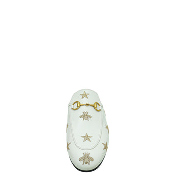 Gucci White Princetown Embroidered Bee Star Mules 36