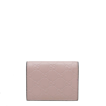 Gucci Pink GG Guccissima Cat Card Case Wallet