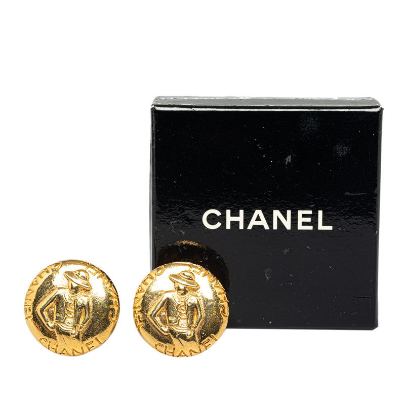 Chanel Mademoiselle Round Clip On Earrings Metal Earrings in Excellent condition