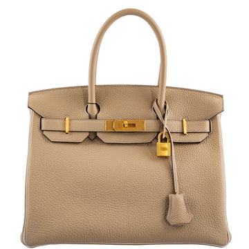 Hermès Birkin 30 HSS Trench & Craie Piping Togo Brushed Gold Hardware - 2016, X
