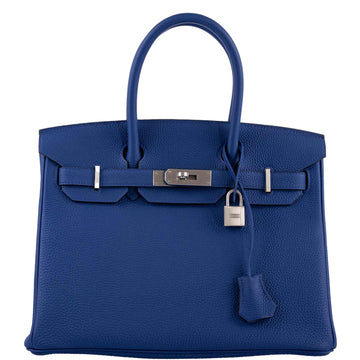 Hermès HSS Birkin 30 Blue Electric Togo with Brushed Palladium Hardware - 2019, D