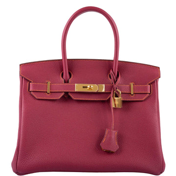 Hermès HSS Birkin 30 Rubis Togo & Orange H with Gold Hardware - 2015, T