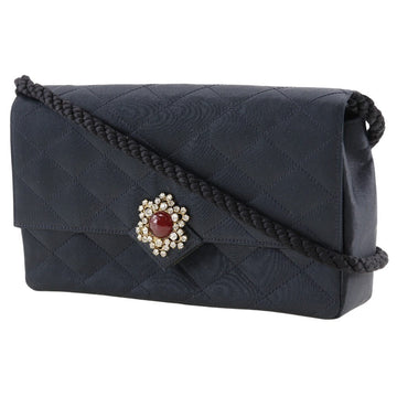 CHANEL Shoulder Bag Satin black Women Used