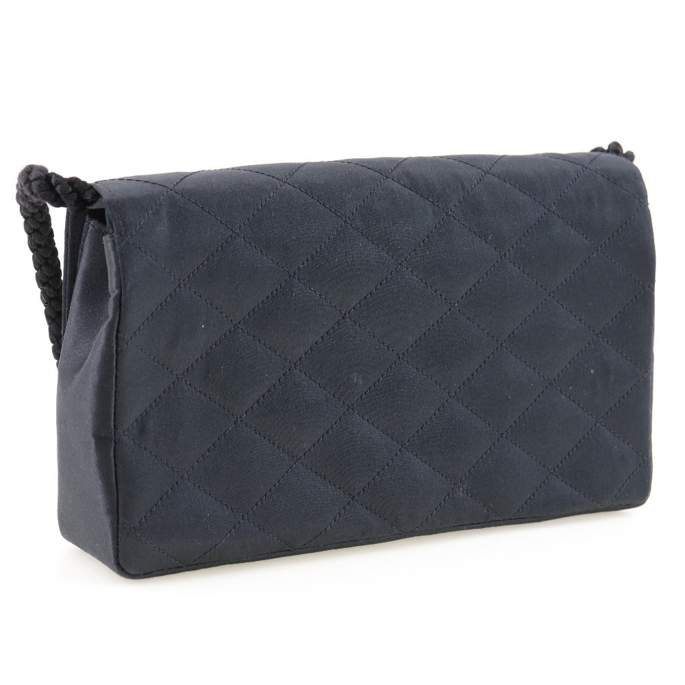 CHANEL Shoulder Bag Satin black Women Used