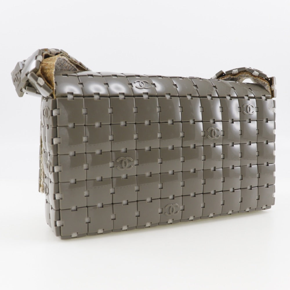 CHANEL Shoulder Bag Plastic, Canvas gray Puzzle Shoulder Women Used
