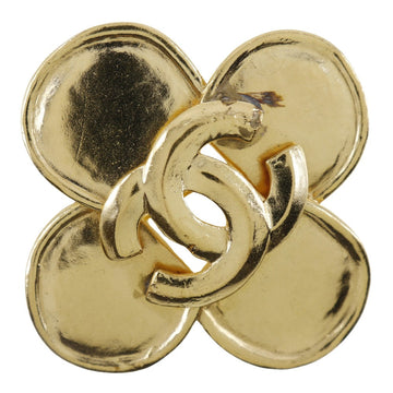 CHANEL Brooch Plated Gold gold Clover Women Used