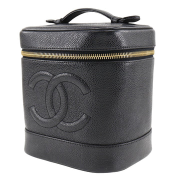 CHANEL Handbag Caviar skin black Vanity Women Used