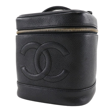 CHANEL Handbag Caviar skin black Vanity Women Used