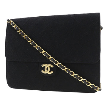 CHANEL Shoulder Bag cotton black Matrasse ChainShoulder Women Used