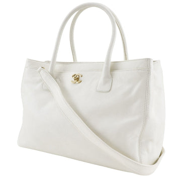 CHANEL Tote Bag A15206 Caviar skin White 2WAYShoulder Executive tote