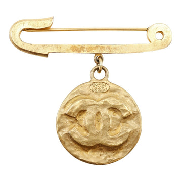 CHANEL Brooch Plated Gold gold Safety pin COCO Mark