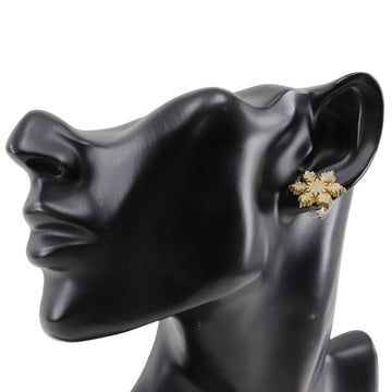 CHANEL Pierce Plated Gold White COCO Mark Crystal of snow