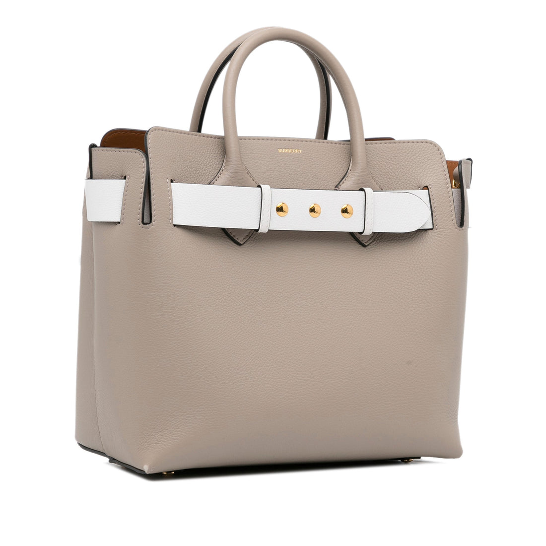 Burberry Belt Handbag Medium Light Brown Leather