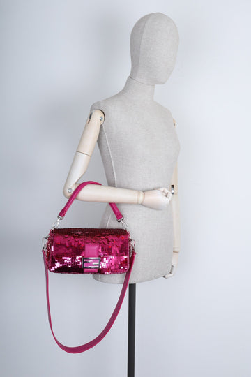 FENDI Iconic Medium Baguette Sequin Pink