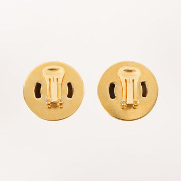 Celine Star Motif Round Logo Earrings