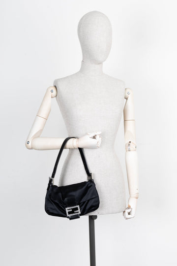 FENDI Baguette Bag Satin Black Sparkle
