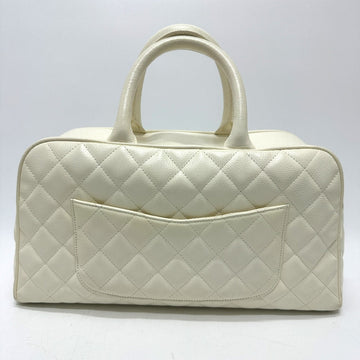 CHANEL Handbag Caviar skin white CC COCO Mark Boston Duffel bag Women Used