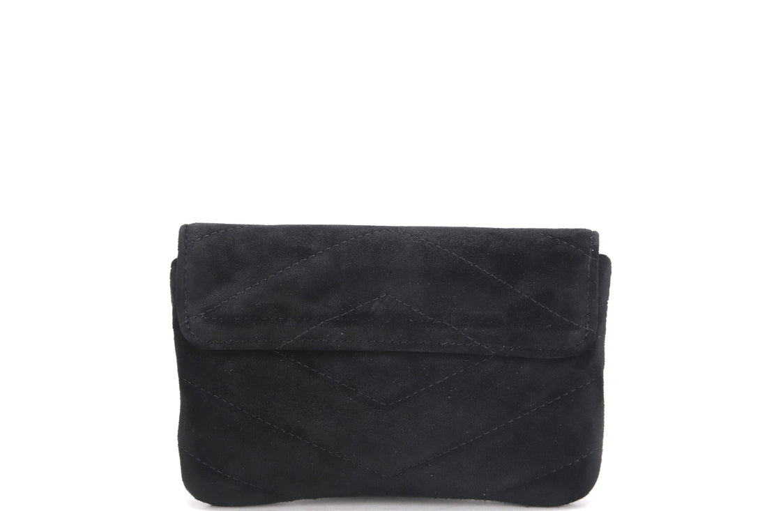 CHANEL PARIS-HAMBURG CC BUTTON FLAP WALLET (2609xxxx) BLACK SUADE GOLD HARDWARE, WITH , DUST COVER & BOX
