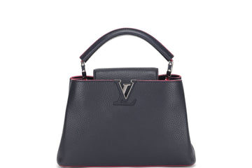 LOUIS VUITTON CAPUCINS BB (AR1105) MARINE ROUGE COLOR TAURILLON LEATHER SILVER HARDWARE, WITH STRAP & DUST COVER