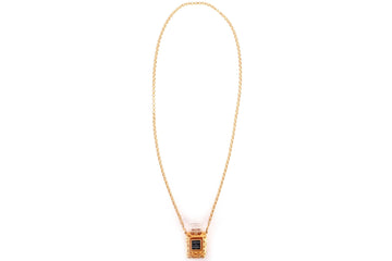 CHANEL VINTAGE PERFUME NO.5 SET BRASS PERFUME NECKLACE, WITH BOX