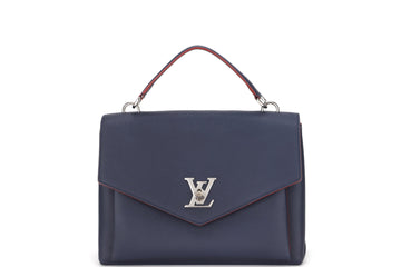LOUIS VUITTON M53197 MYLOCKME SATCHEL 28CM (FL1129) MARINE ROUGE CALF LEATHER SILVER HARDWARE, WITH STRAP, DUST COVER & BOX