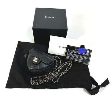 CHANEL AP2783 lambskin black COCO Mark CC Neck Strap mini heart shape