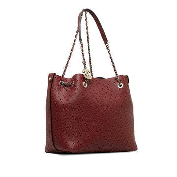 Chanel Perforated Caviar Leather Tote Bag Leather Shoulder Bag in Good condition