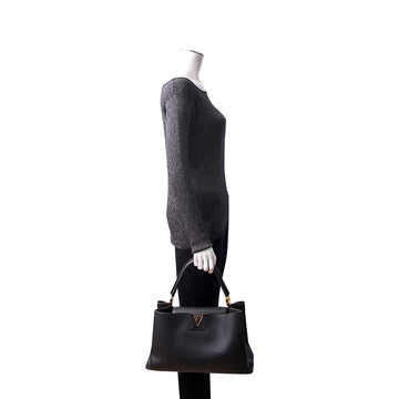 LOUIS VUITTON Leather Capucines GM Noir