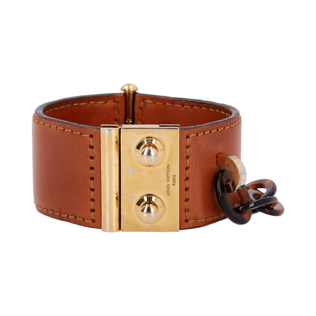 LOUIS VUITTON Leather Nomade Lock Me Cuff Bracelet