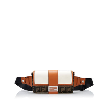 Fendi Zucca Baguette Convertible Belt Bag Brown Canvas Leather