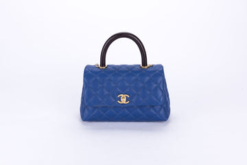 Chanel Mini Coco Handle Blue Color with , Strap, Dust Cover & Box