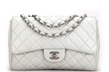 CHANEL CLASSIC SINGLE FLAP BAG (1282xxxx) JUMBO LIGHT MINT GREEN COLOR CAVIAR LEATHER, SILVER HARDWARE, WITH  & DUST COVER