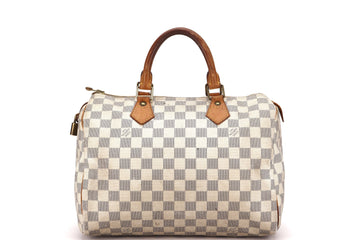 LOUIS VUITTON SPEEDY 30 (SP3130) DAMIER AZUR CANVAS GOLD HARDWARE, WITH LOCK, NO KEYS & DUST COVER