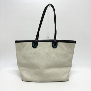 CHANEL Tote Bag Caviar skin white CC COCO Mark Matrasse