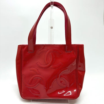 CHANEL Tote Bag enamel Red Triple COCO Mark logo Women Used