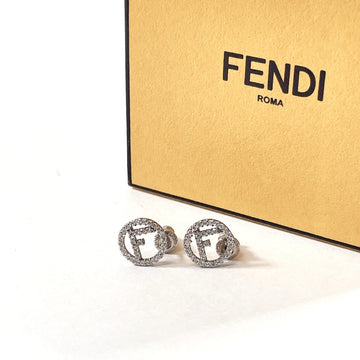 FENDI Pierce 8AG738 Metal, Rhinestone Silver F is Fendi Pierce
