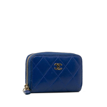 Chanel Quilted CC Zip Coin Purse Leather Coin Case in Good condition