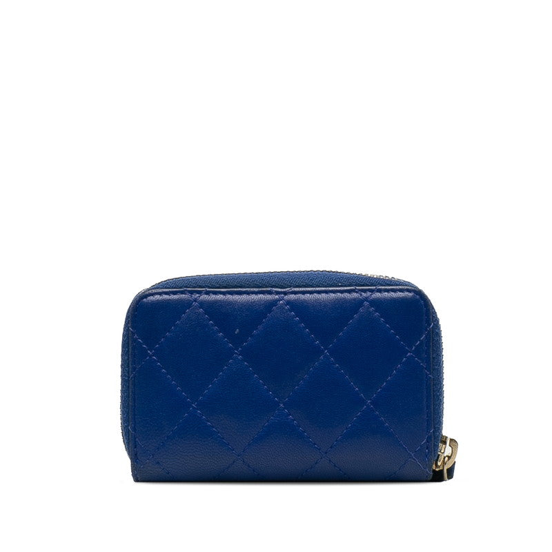 Chanel Quilted CC Zip Coin Purse Leather Coin Case in Good condition