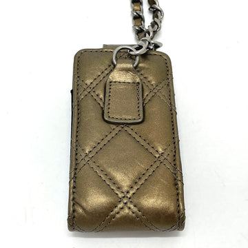 CHANEL Shoulder Bag A32475 leather Gold x Silver Metal 06A Matelasse Paris New York Women Used