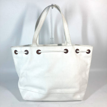 CHANEL Tote Bag Caviar skin white CC COCO Mark purse Women Used